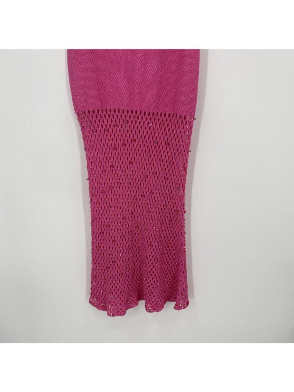 The Wolf Gang Size M Perla Knit Maxi Dress Pink Beaded NEW - Picture 11 of 16